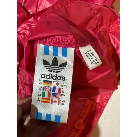 Vintage Adidas 3 Stripe Windbreaker Hot Pink L - Picture 5 of 7